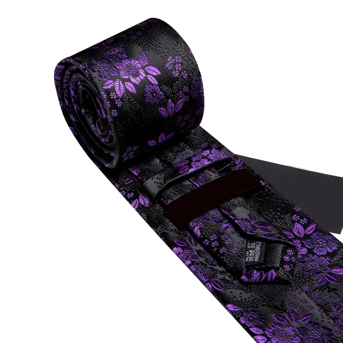 Luxury Purple Tiny Flowers In Black Tie Set - Masculine Clothes