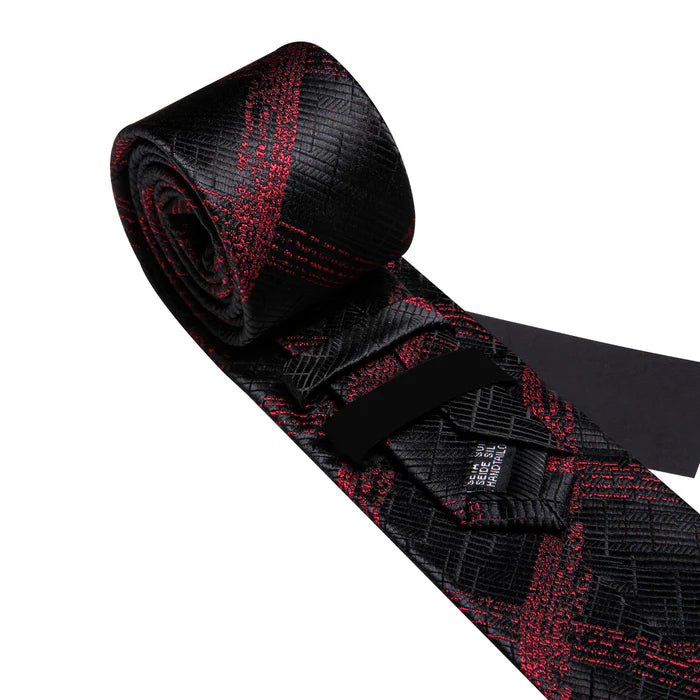 Premium Red Striped In Black Tie Set - Masculine Clothes