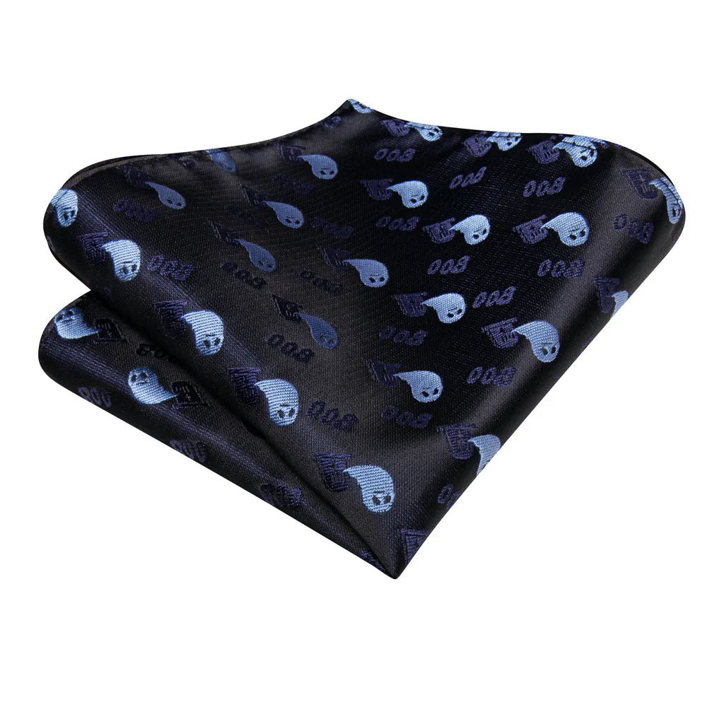 Halloween Black and Blue Ghost Tie Set - Masculine Clothes