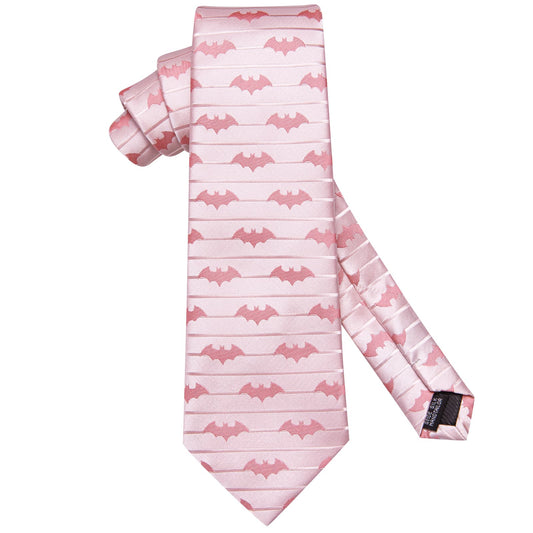 Pink Bat with Lines Silk Tie Set - Masculine Clothes