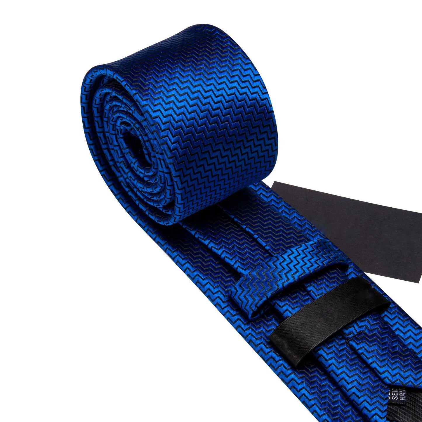 Plain Royal Blue Tiny Zigzag Silk Tie Set - Masculine Clothes