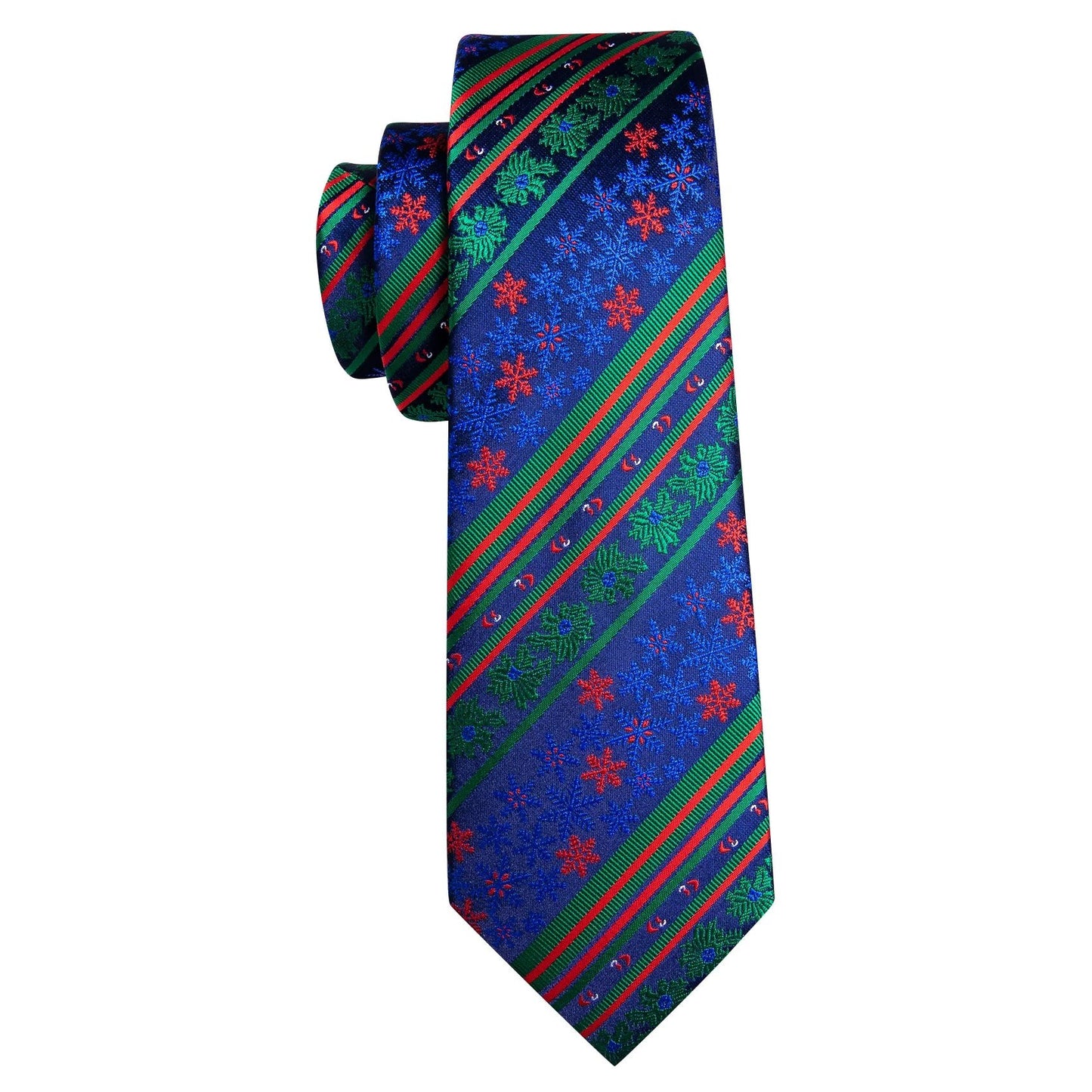 Snowflakes In Green and Red Silk Tie Set - Masculine Clothes