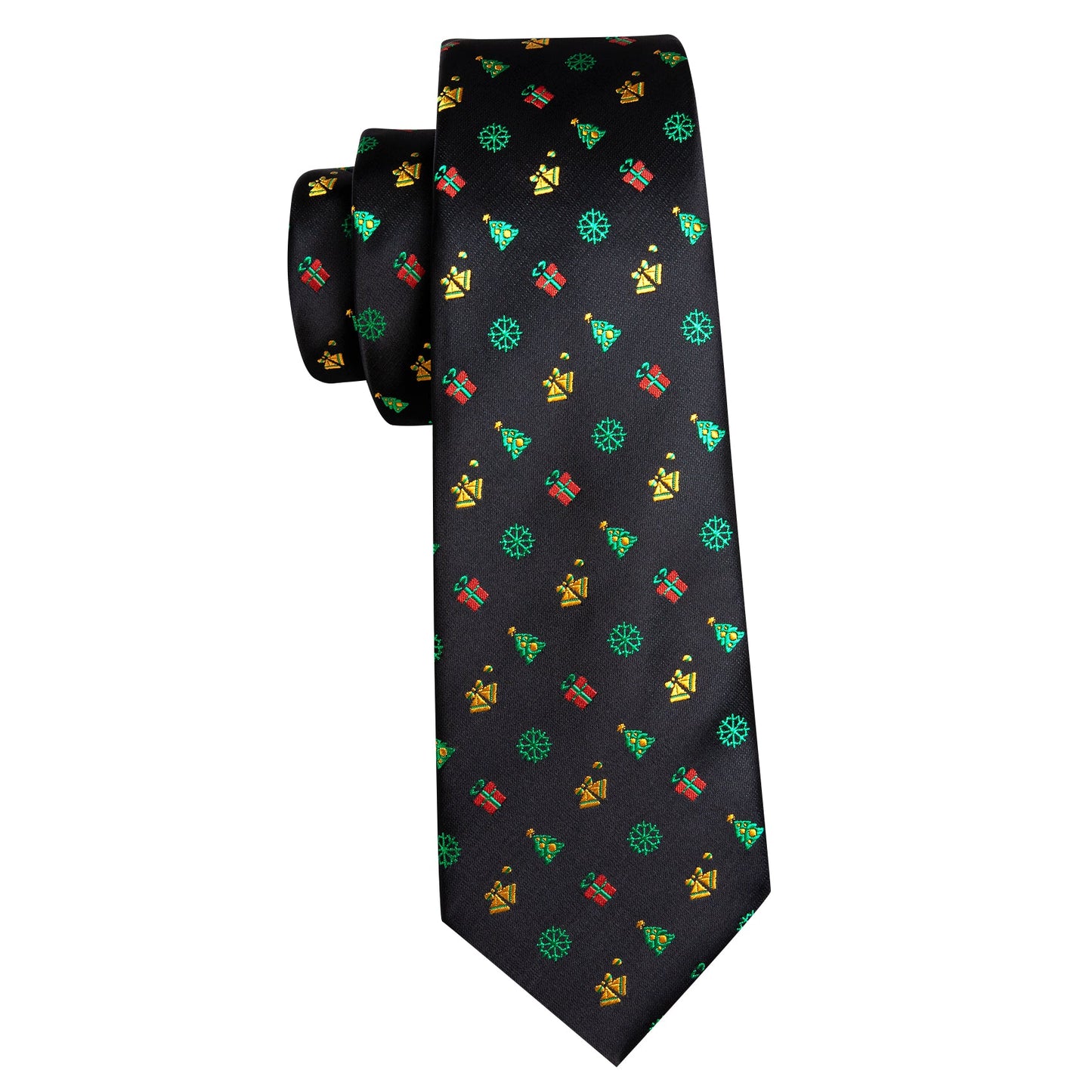 Christmas Decors In Black Silk Tie Set - Masculine Clothes