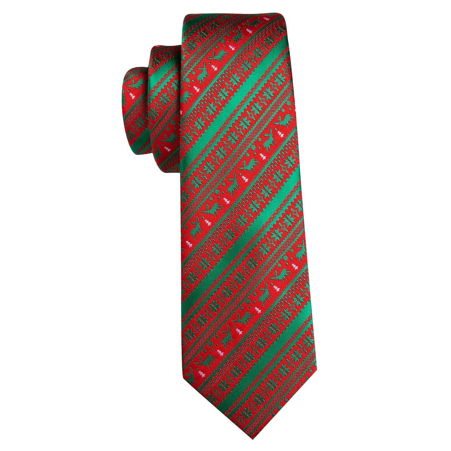 Green Reindeer Lines Silk Tie Set - Masculine Clothes