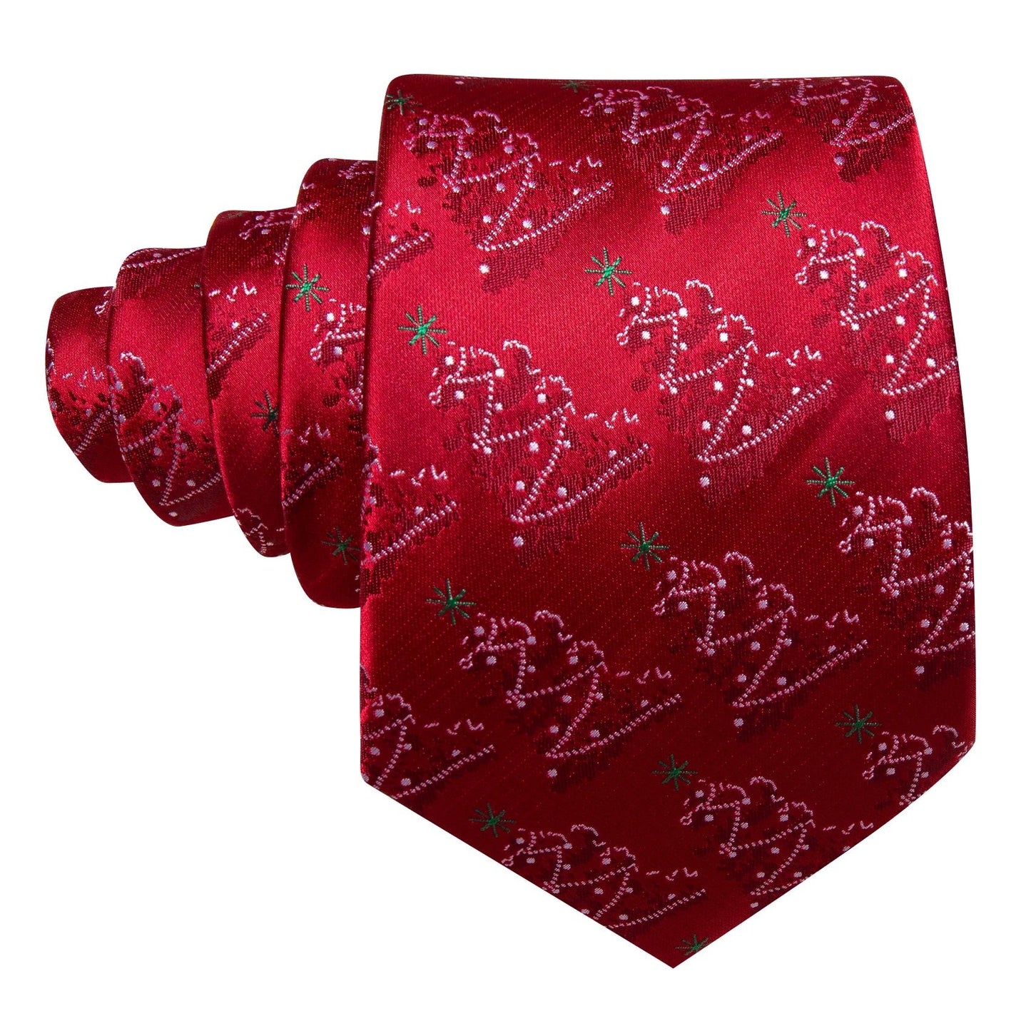Christmas Tree In Red Silk Tie Set - Masculine Clothes