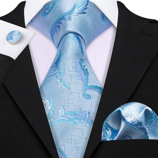 Arctic Blue Silk Tie Set - Masculine Clothes