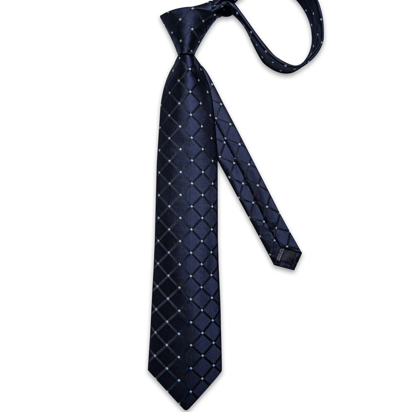 Dark Blue with White Dots Silk Tie Set - Masculine Clothes