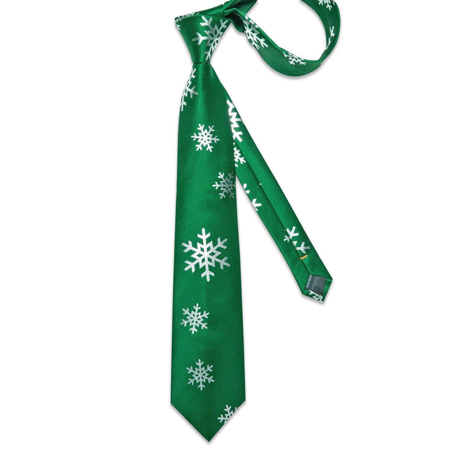 Snowflakes In Green Silk Tie Set - Masculine Clothes