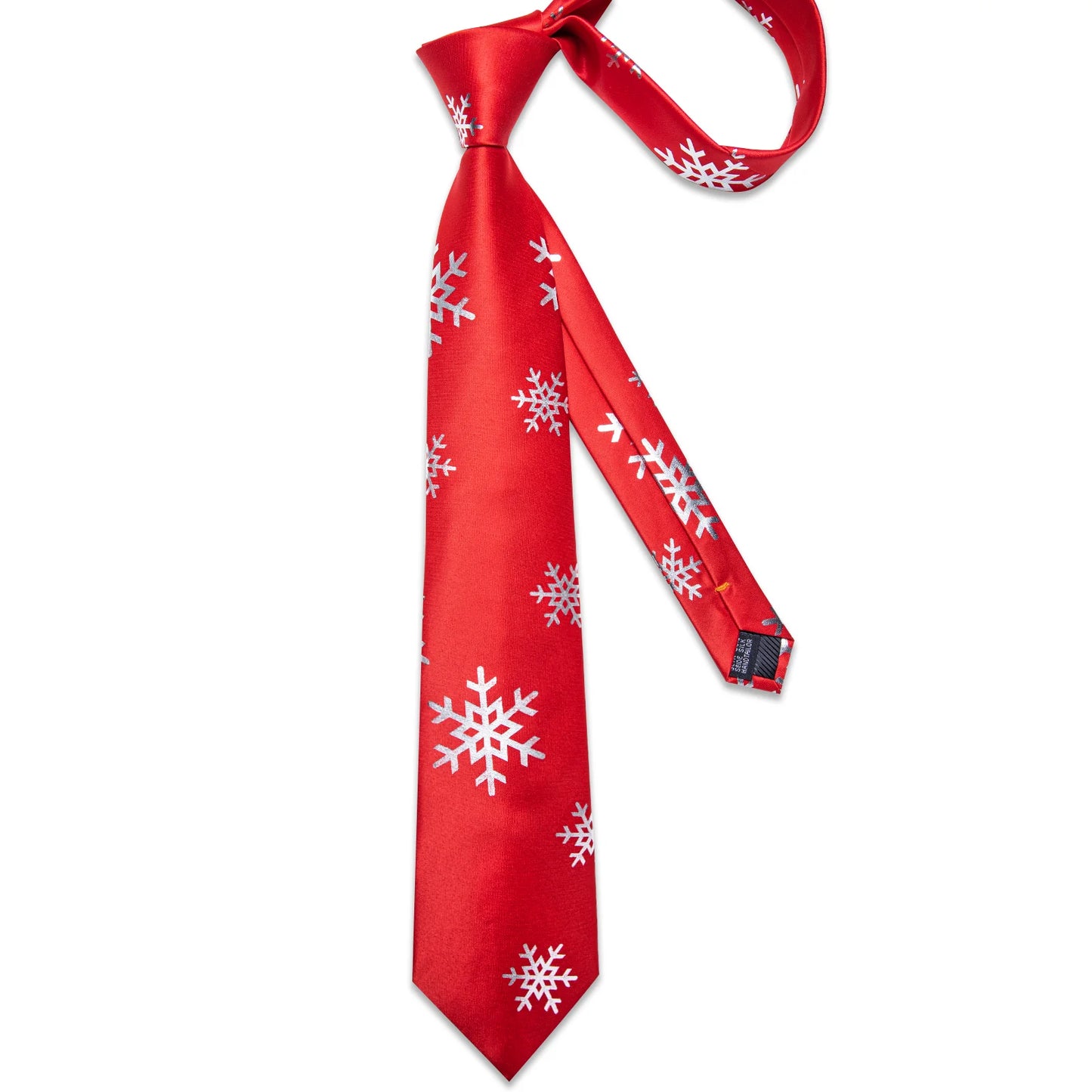 Snowflakes In Red Silk Tie Set - Masculine Clothes