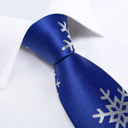 Snowflakes In Blue Silk Tie Set - Masculine Clothes