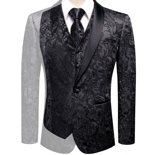 Luxury Black Floral Tuxedo Jacket - Masculine Clothes