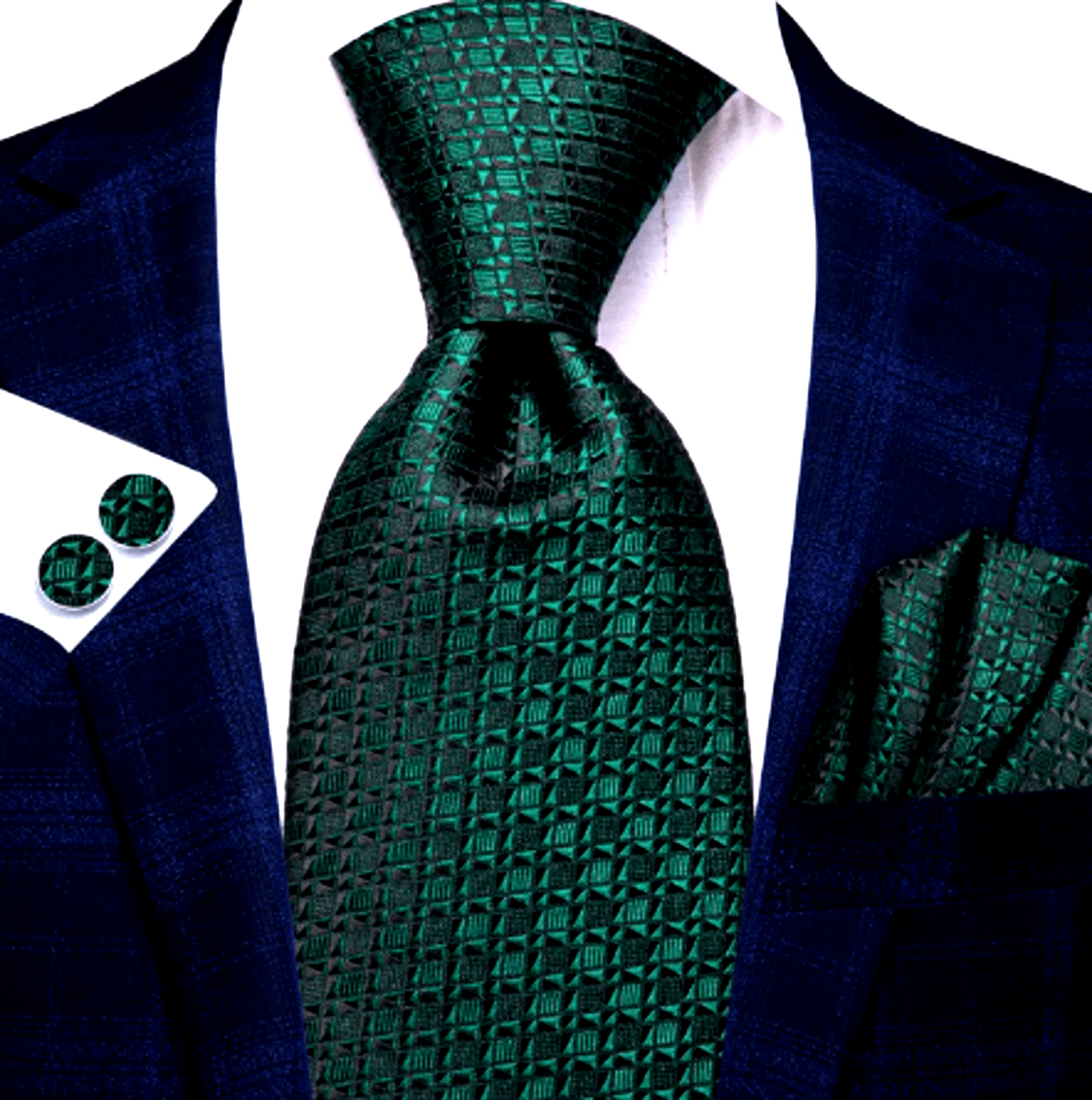 Luxury Emerald Diamond Silk Tie Set - Masculine Clothes