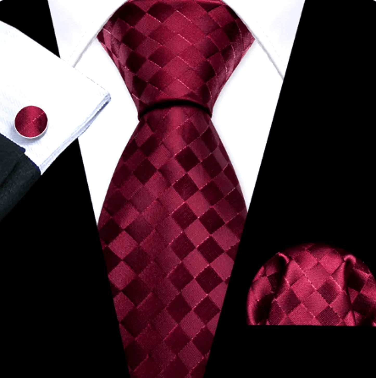 Premium Red Squares Silk Tie Set - Masculine Clothes