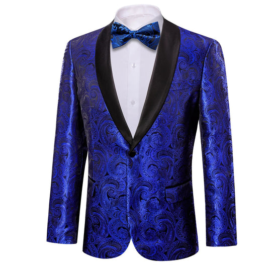 Blue Floral Tuxedo Jacket - Masculine Clothes