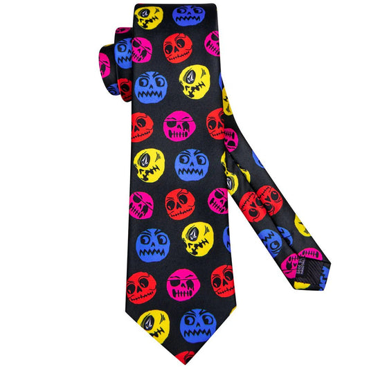 Halloween Skull In Black Necktie Set - Masculine Clothes