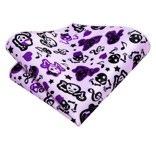 Skull and Music Notes In Purple Tie Set - Masculine Clothes