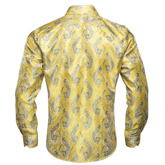 Yellow Floral Silk Shirt - Masculine Clothes