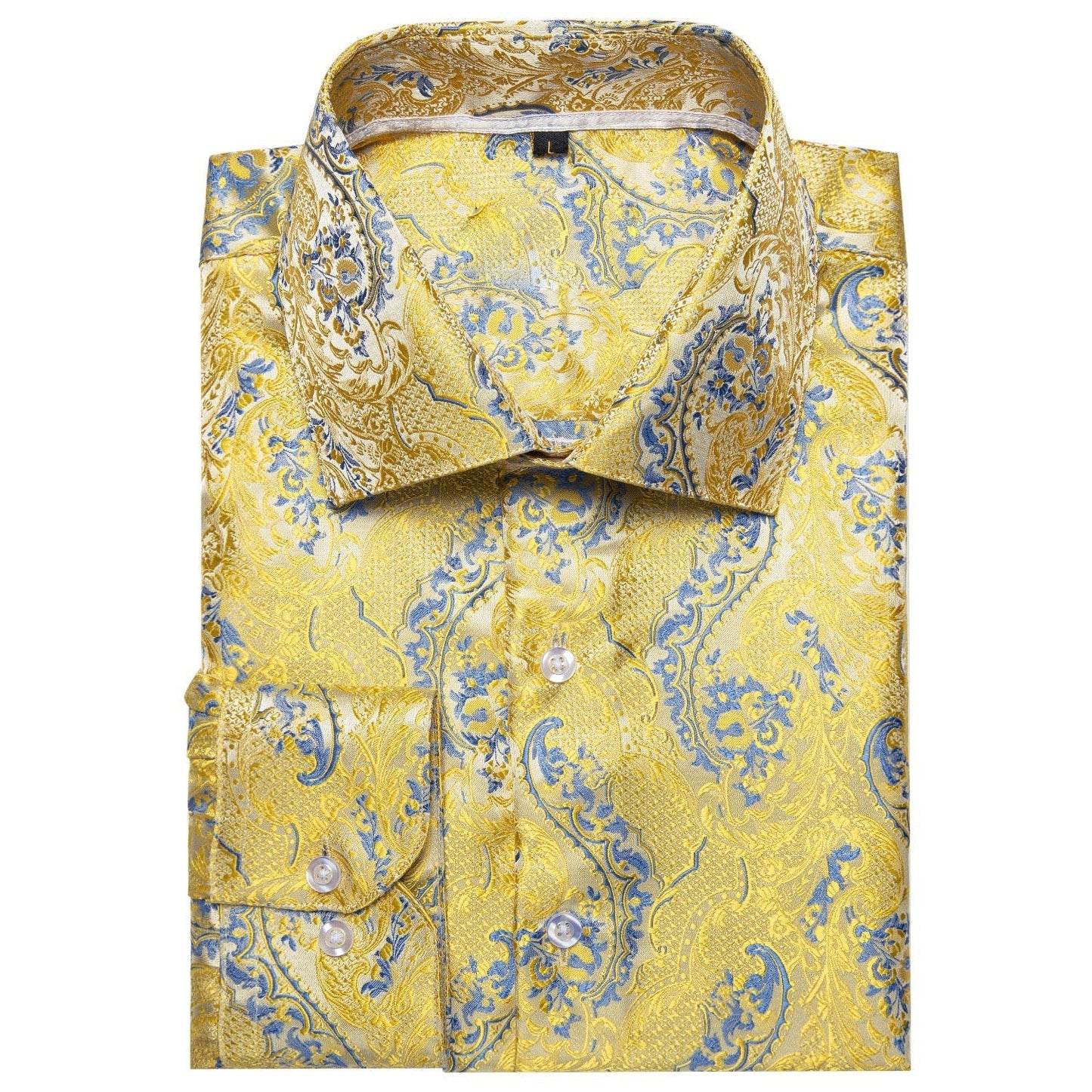 Yellow Floral Silk Shirt - Masculine Clothes