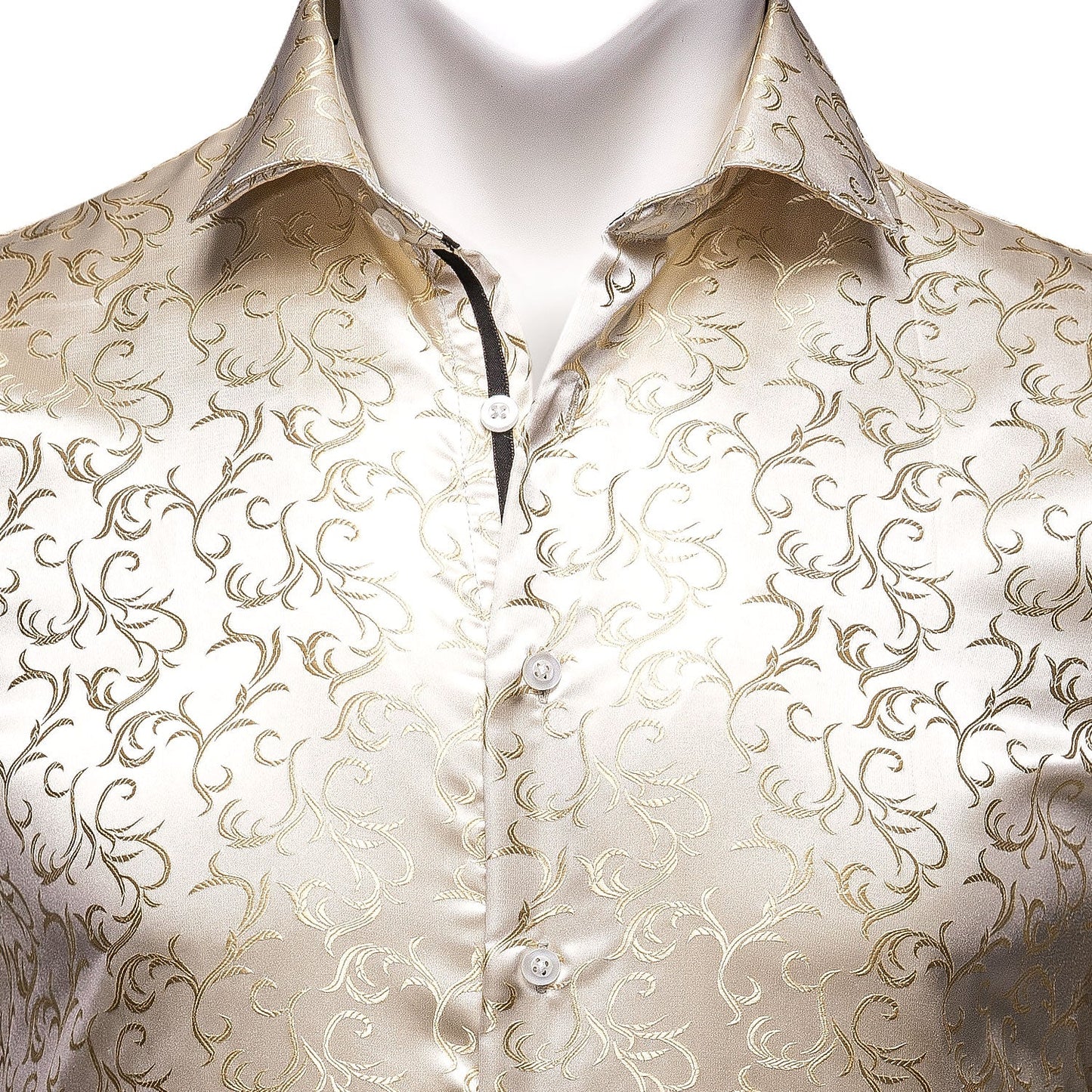 Champagne Floral Silk Shirt - Masculine Clothes