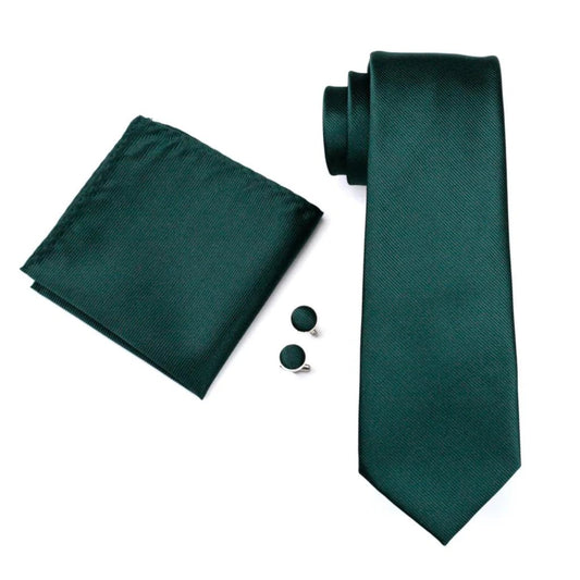 Forest Green Plain Tie Set - Masculine Clothes