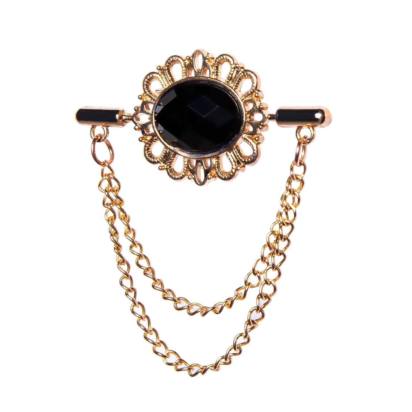 Premium Blue Floral In Yellow Gold Tie Set with Brooch - Masculine Clothes