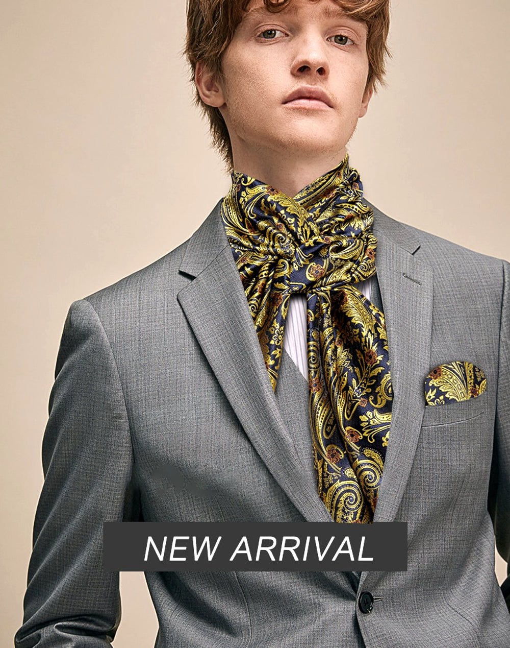 Yellow Gold Floral Paisley Silk Scarf and Tie - Masculine Clothes