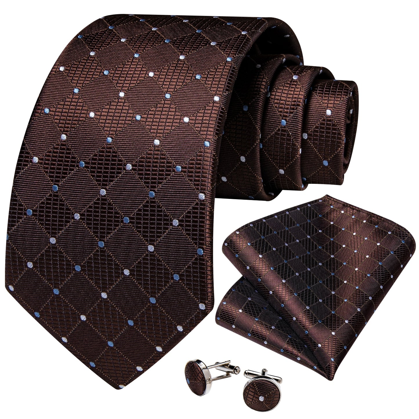 Polka Dots In Chocolate Brown Tie Set - Masculine Clothes
