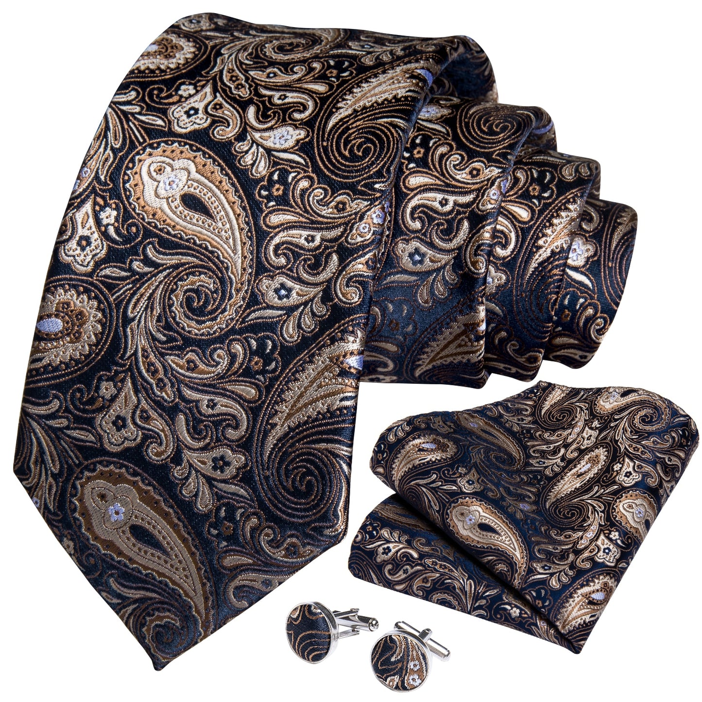 Luxury Mocha Floral Paisley Tie Set - Masculine Clothes