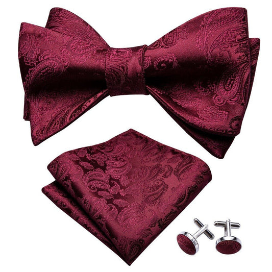Burgundy Silk Vest Set with Bowtie - Masculine Clothes