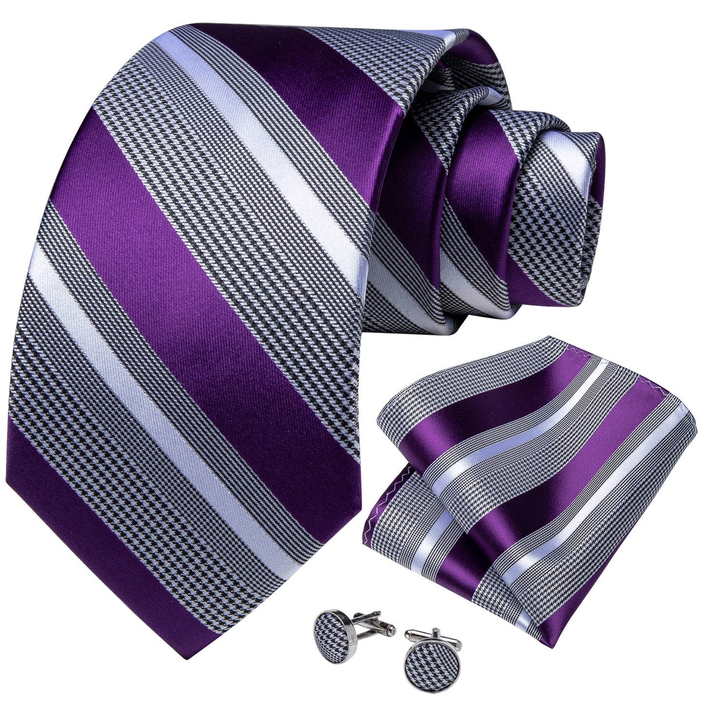 Lilac Stripes Silk Tie Set - Masculine Clothes
