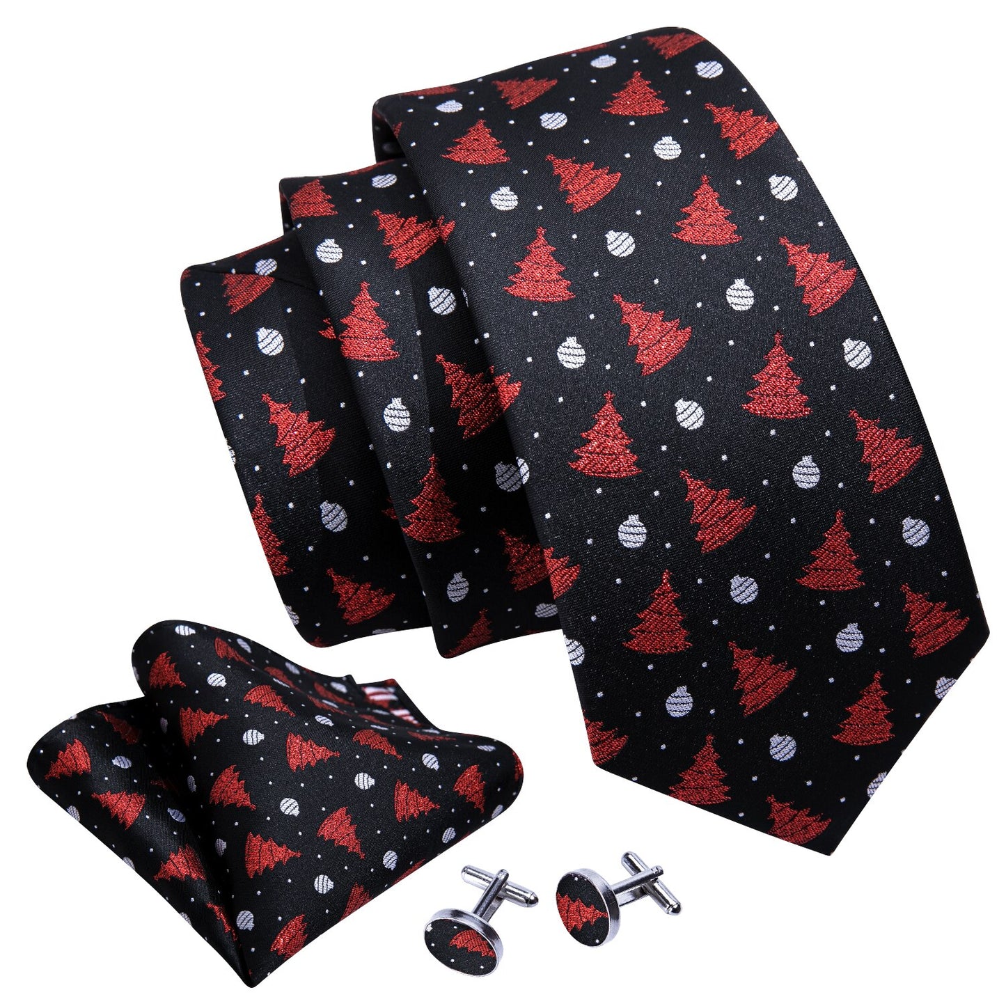 Red Xmas Tree In Black Tie Set - Masculine Clothes
