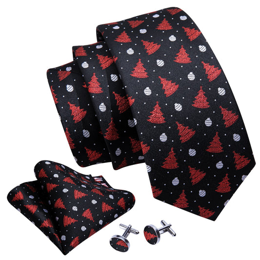 Red Xmas Tree In Black Tie Set - Masculine Clothes