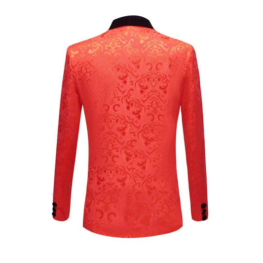 Red Floral Tuxedo Jacket - Masculine Clothes