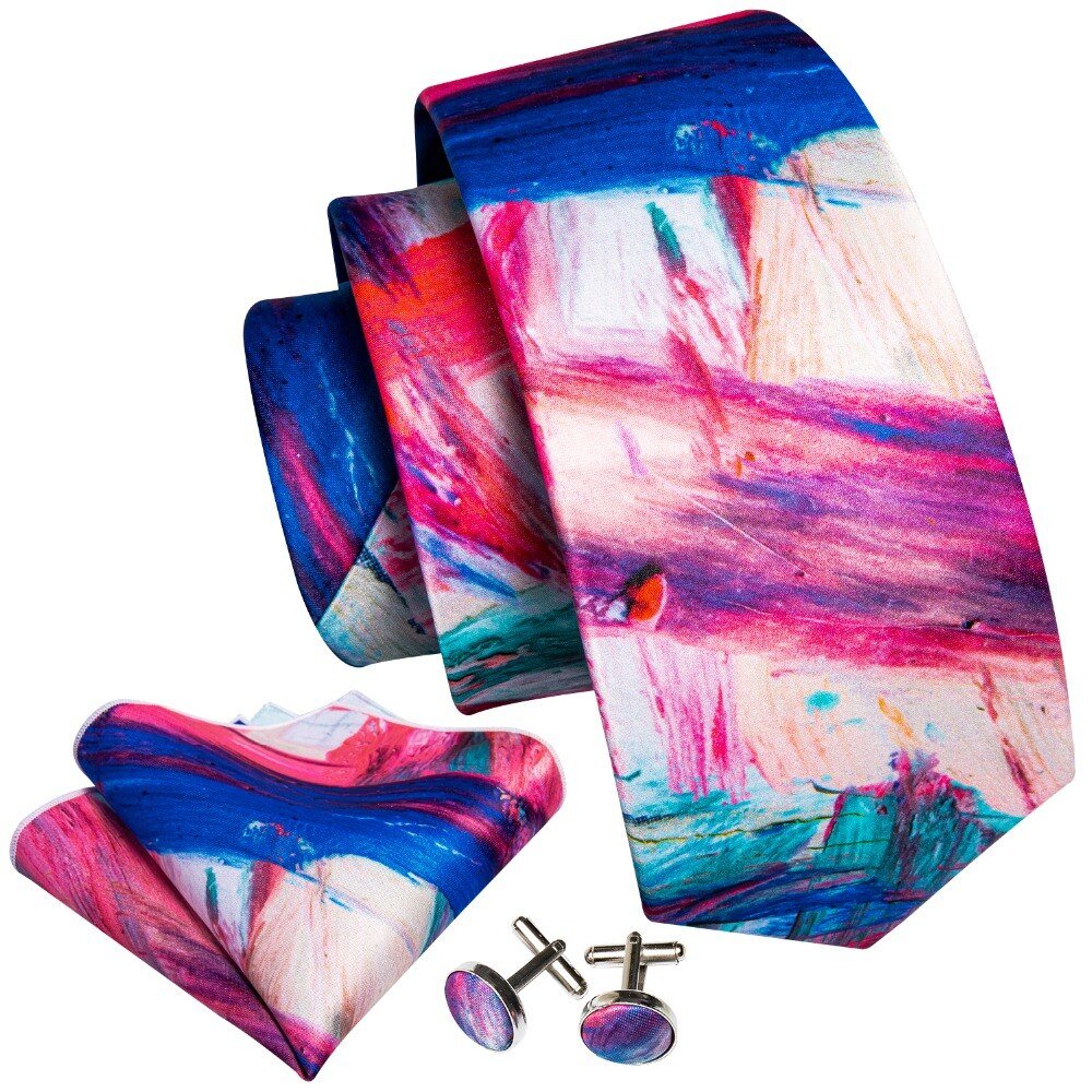Acrylic Paint Silk Tie Set - Masculine Clothes