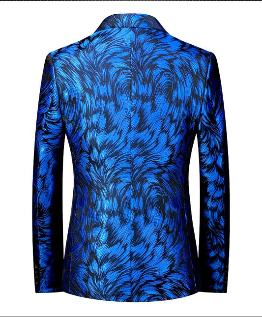 Blue Feather Tuxedo Jacket - Masculine Clothes