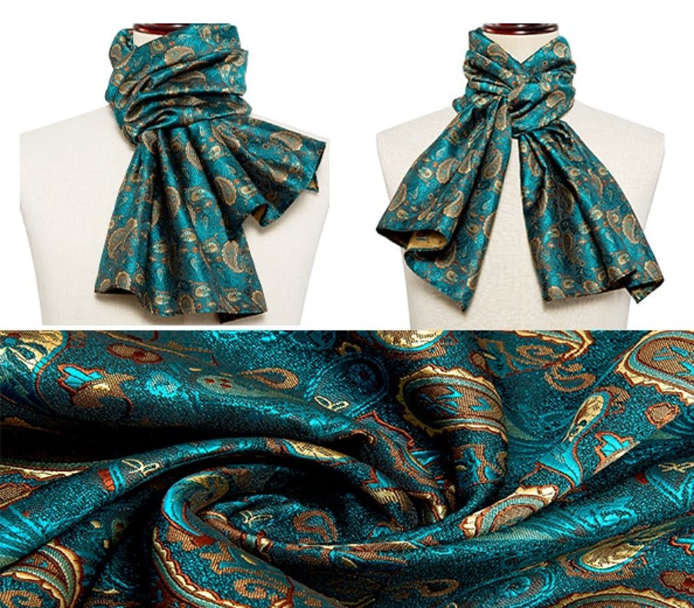 Green Floral Paisley Silk Scarf and Tie - Masculine Clothes