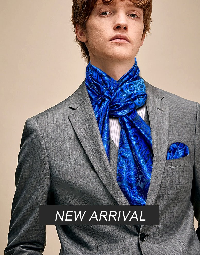 Royal Blue Floral Paisley Silk Scarf and Tie - Masculine Clothes