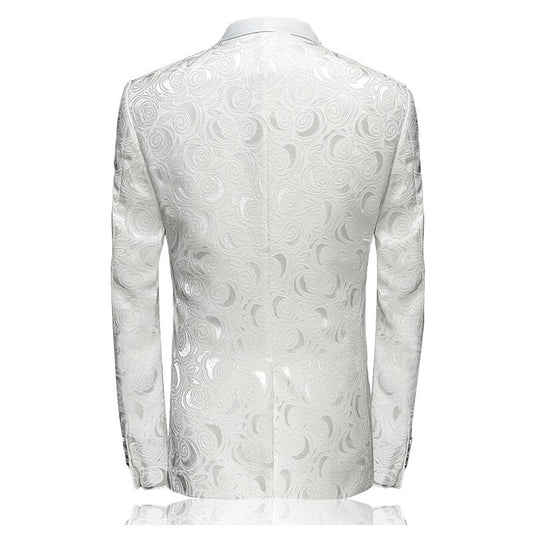 White Floral Tuxedo Jacket - Masculine Clothes