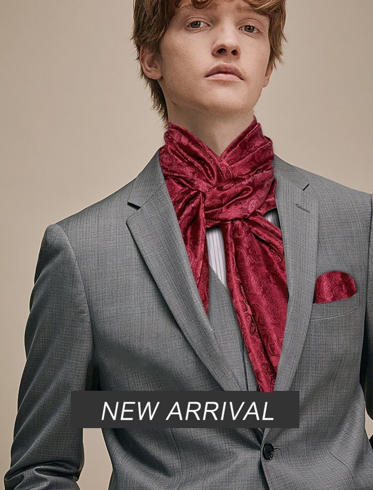 Burgundy Floral Paisley Silk Scarf and Tie - Masculine Clothes