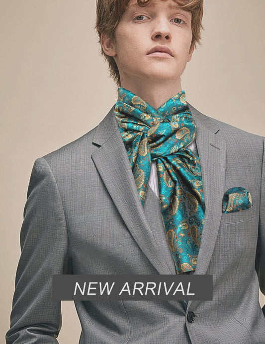 Green Floral Paisley Silk Scarf and Tie - Masculine Clothes