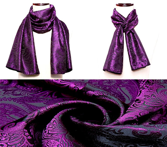 Purple Floral In Black Paisley Silk Scarf and Tie - Masculine Clothes