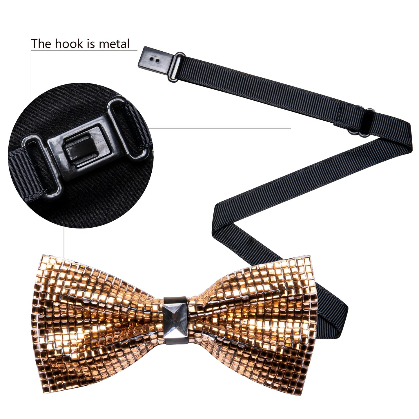 Gold Crystal Bow Tie - Masculine Clothes