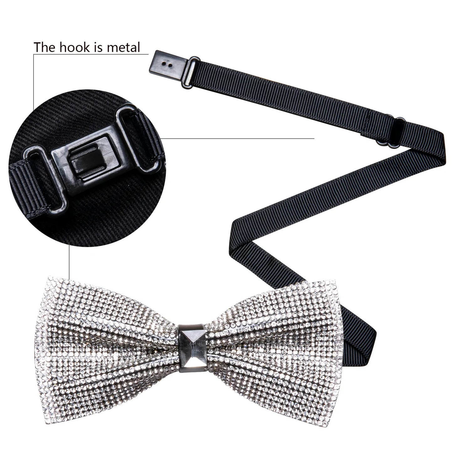 White Rhinestone Bow Tie - Masculine Clothes