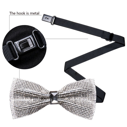 White Rhinestone Bow Tie - Masculine Clothes