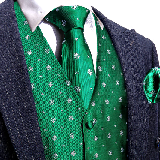 Snowflakes In Green Vest Set - Masculine Clothes
