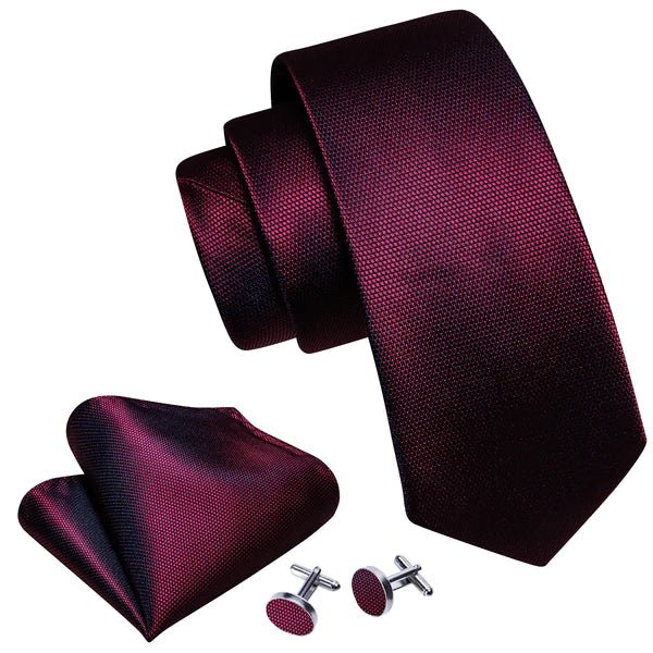 Classic Burgundy Silk Tie Set - Masculine Clothes