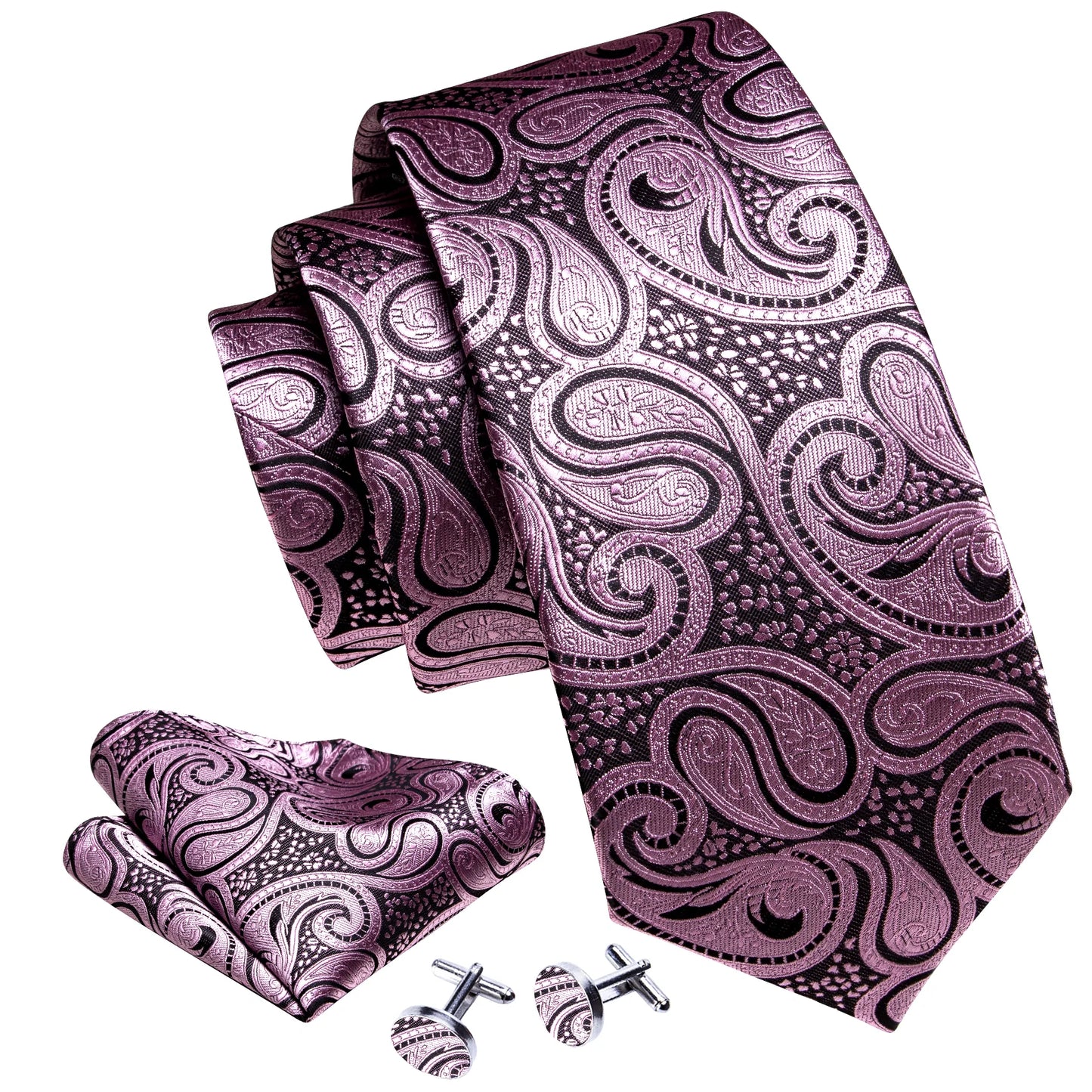 Pink Floral Silk Tie Set - Masculine Clothes