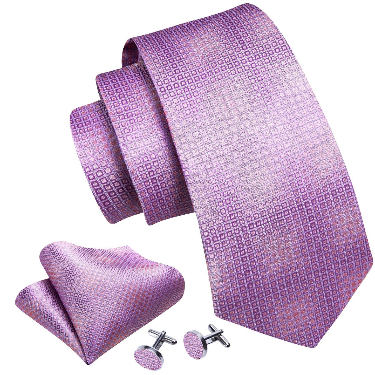 Pink and Purple Square Tie Set - Masculine Clothes