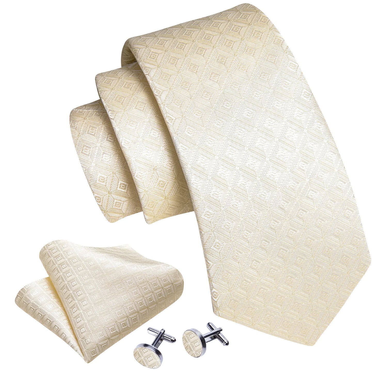 Luxury Champagne Square Silk Tie Set - Masculine Clothes