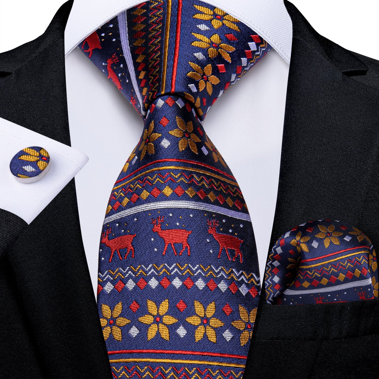 Red Reindeer In Blue Tie Set - Masculine Clothes